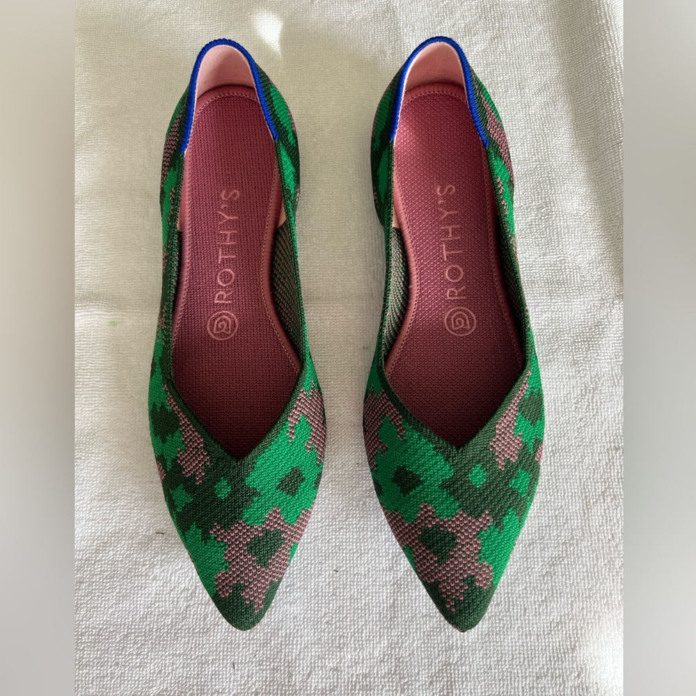 Rothy's Green Botanicamo Points size 7.5, excellent used condition